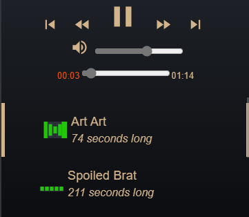 A cropped screen shot of our web app showing part of the playlist.